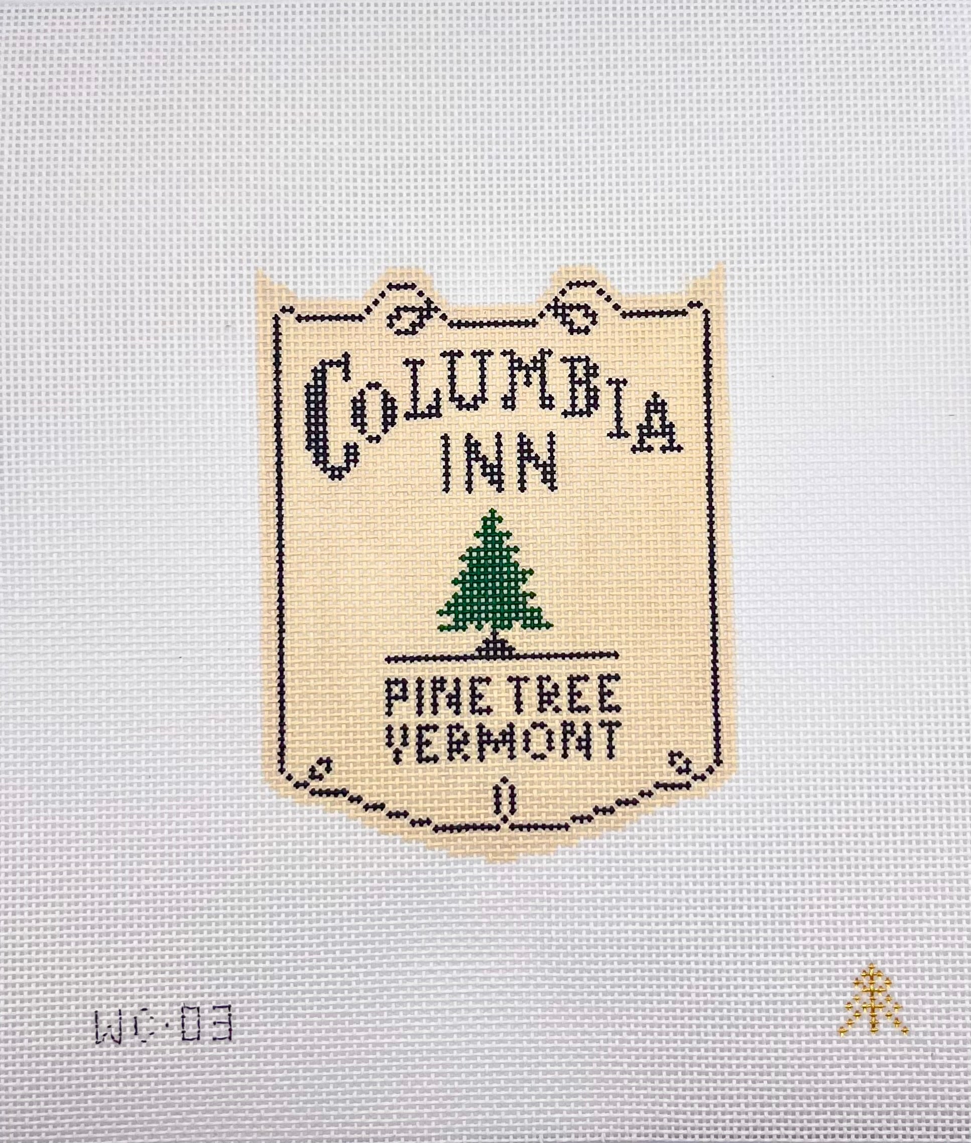 Columbia Inn Sign from White Christmas Handpainted Needlepoint Canvas