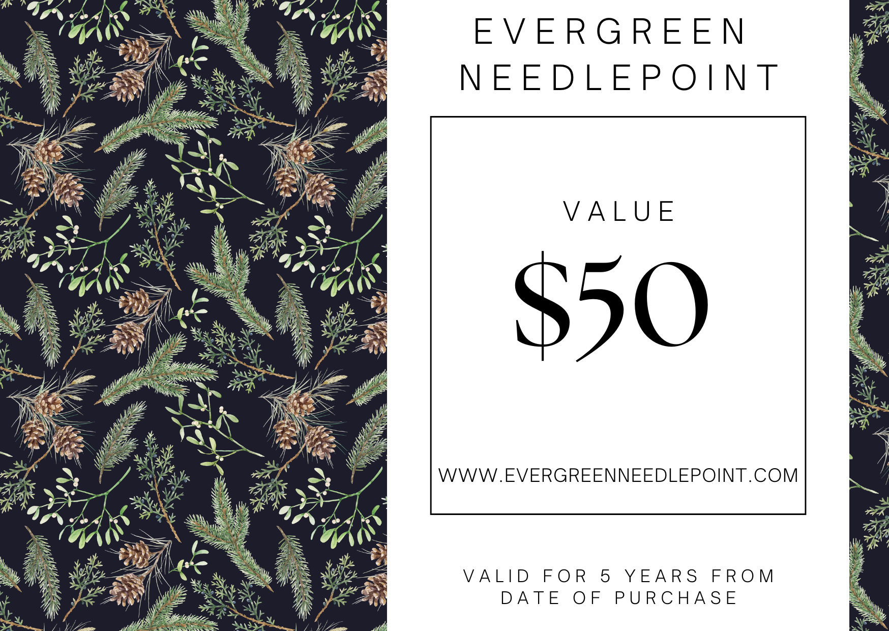 Evergreen Needlepoint Gift Card- Digital